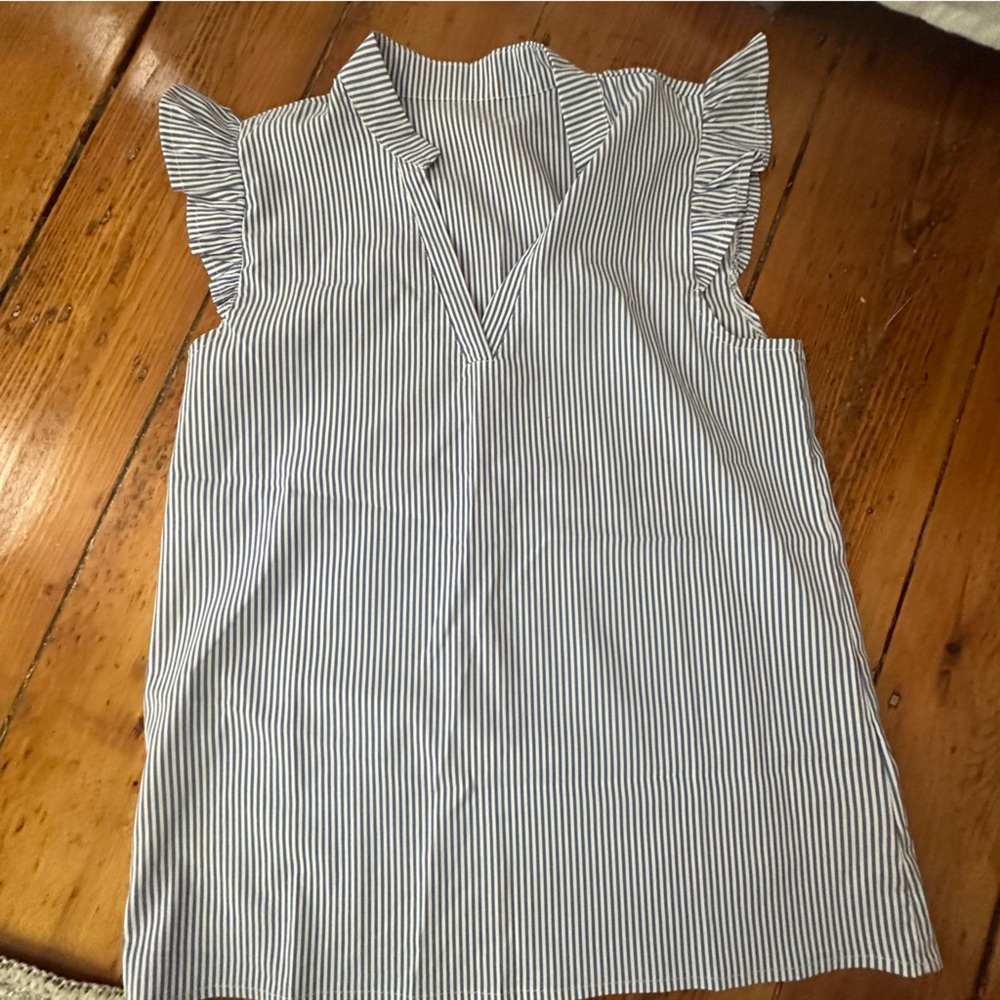 Striped Tank with Ruffle Sleeves